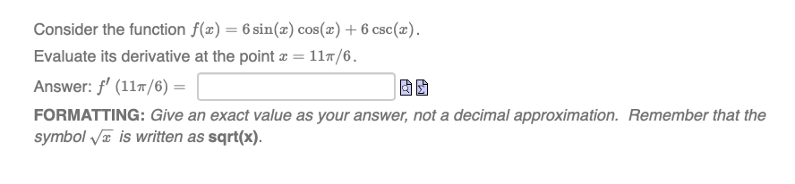Solved Consider the function f(x) = 6 sin(2) cos(x) + 6 | Chegg.com