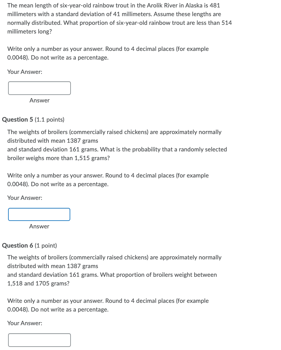 Solved The mean length of six-year-old rainbow trout in the | Chegg.com