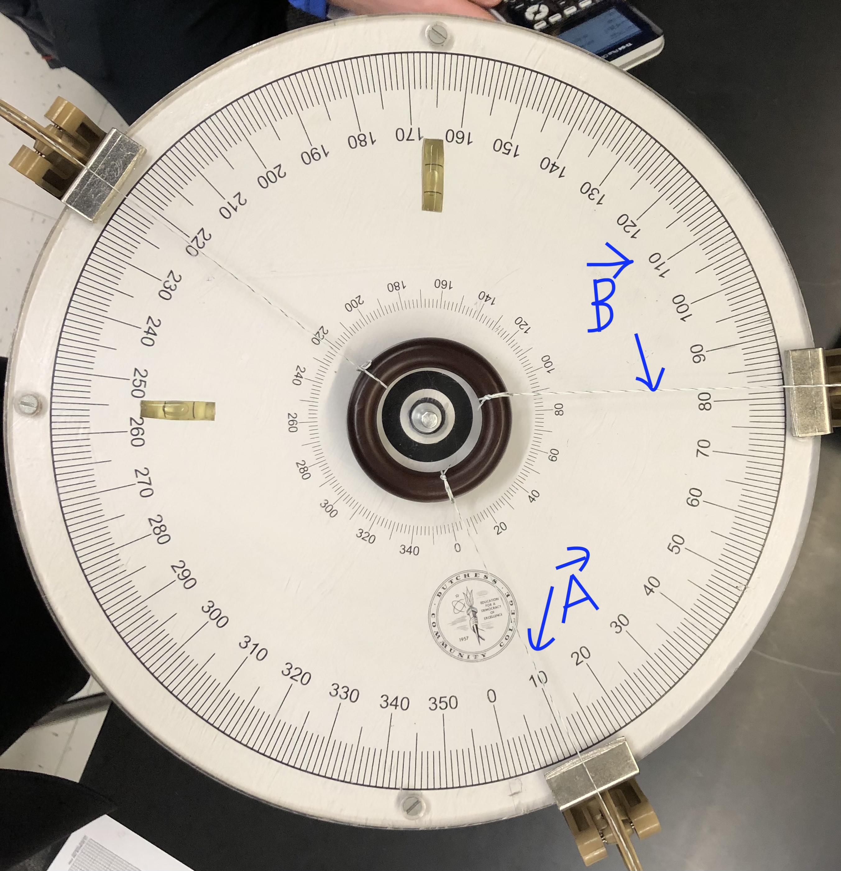Solved Lab ForceTable A = 100g, B = 70g, Robs = 143g.• You | Chegg.com