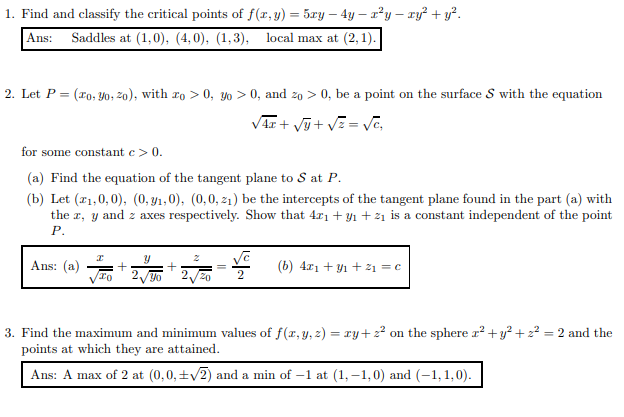 Solved 1. Find and classify the critical points of | Chegg.com