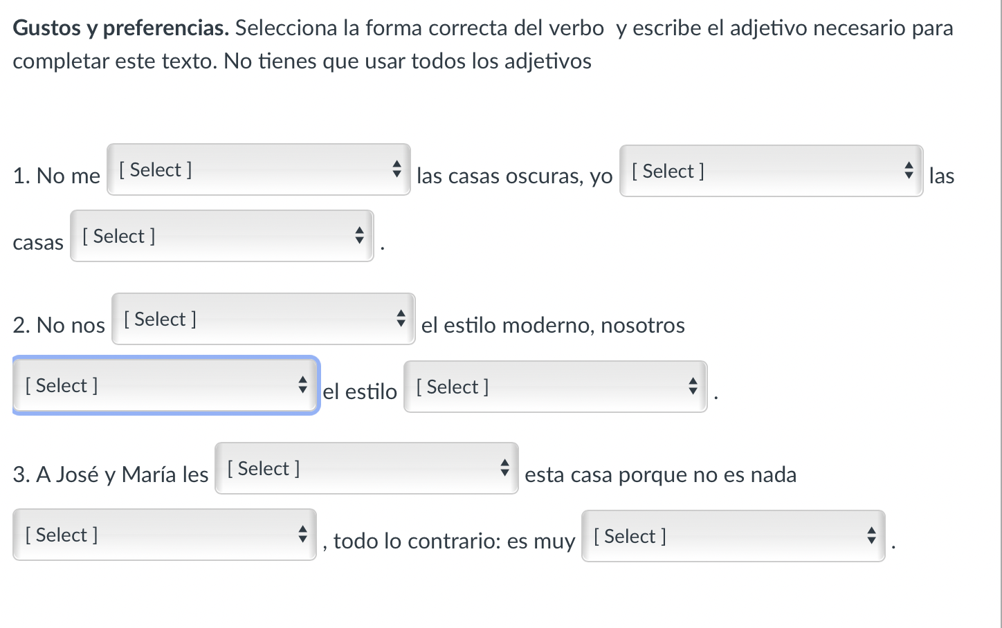 Please Help Spanish assignment Question 1: Options | Chegg.com