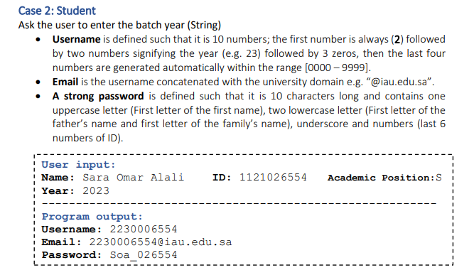 Solved Username (string), Email (string) and password | Chegg.com