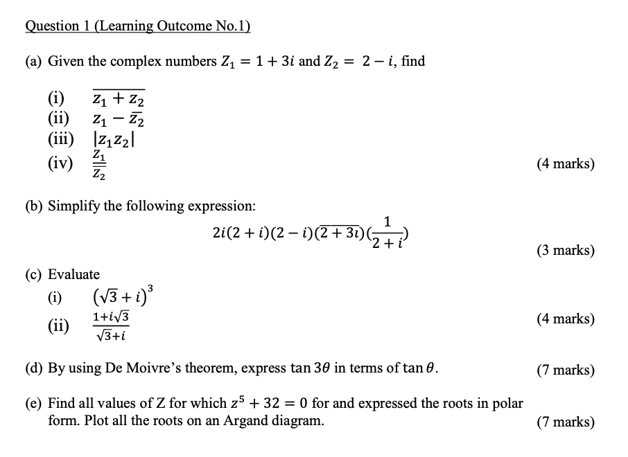 Solved A Given The Complex Numbers Z113i And Z22−i 5284