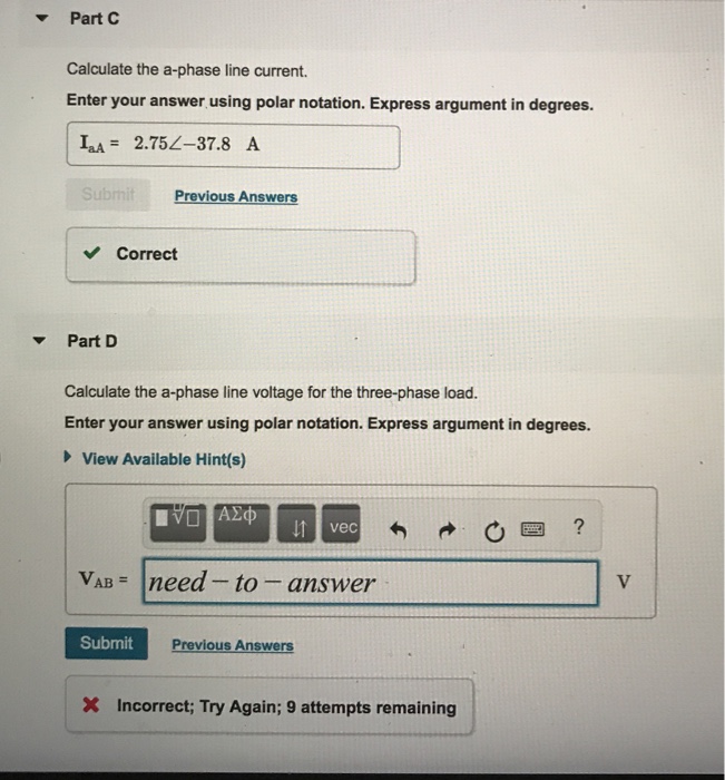 Solved Problem 3 A balanced, three-phase circuit is | Chegg.com