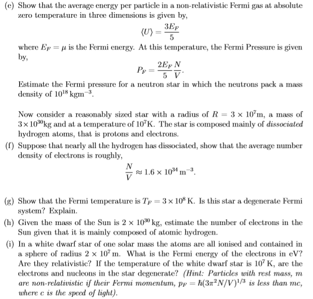 Solved E Show That The Average Energy Per Particle In A Chegg Com