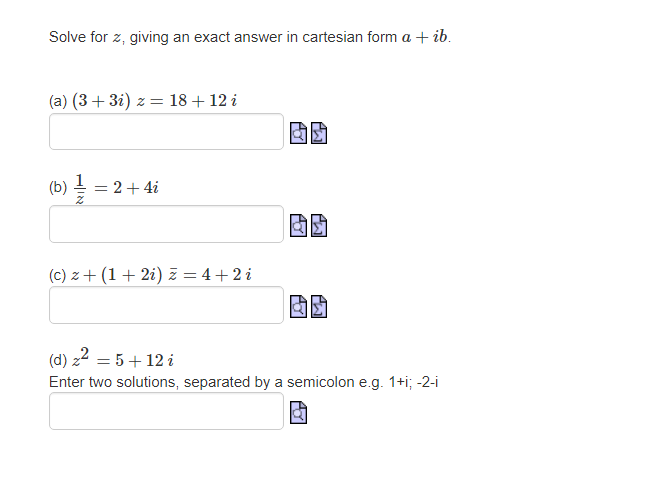Solved Solve for z, giving an exact answer in cartesian form | Chegg.com