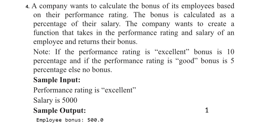 Solved 4. A company wants to calculate the bonus of its | Chegg.com