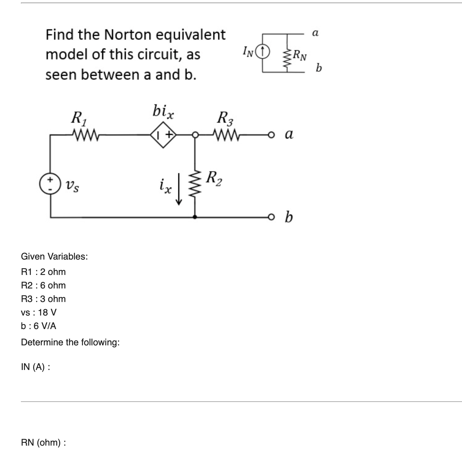 Solved Find The Norton Equivalent Model Of This Circuit, As | Chegg.com