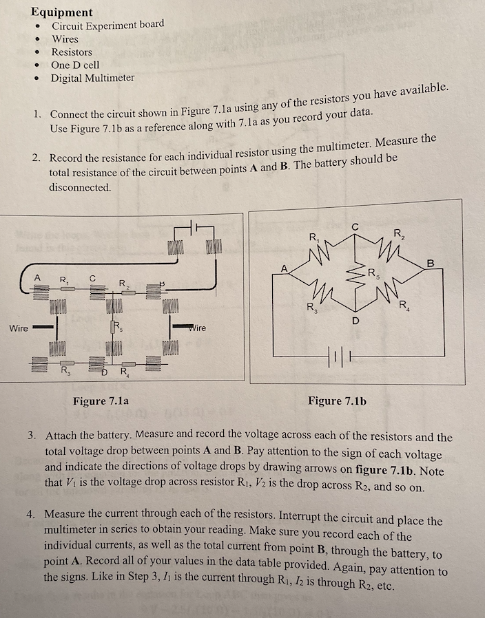 Solved Equipment Circuit Experiment board Wires Resistors | Chegg.com