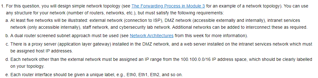 Solved 1. For This Question, You Will Design Simple Network 