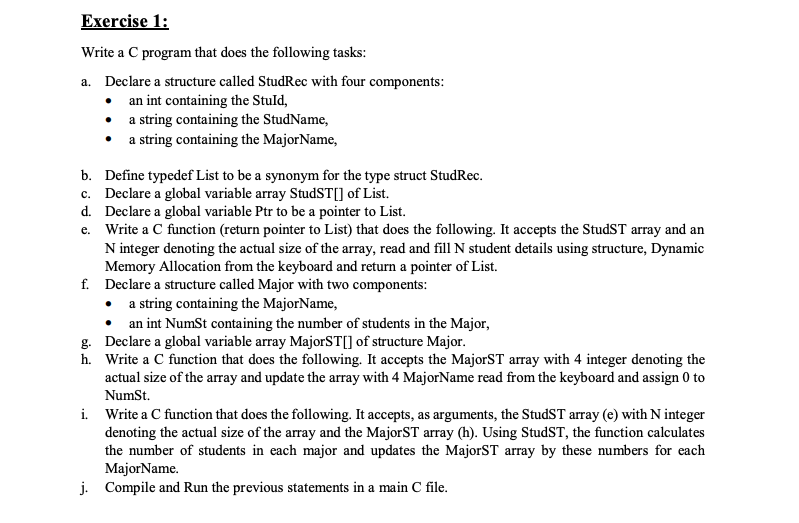 Solved Exercise 1 Write A C Program That Does The Following 6466