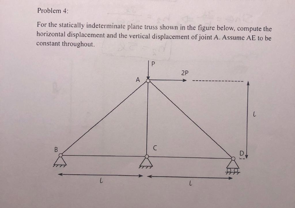 [Solved]: Problem 4: For The Statically Indeterminate Plan