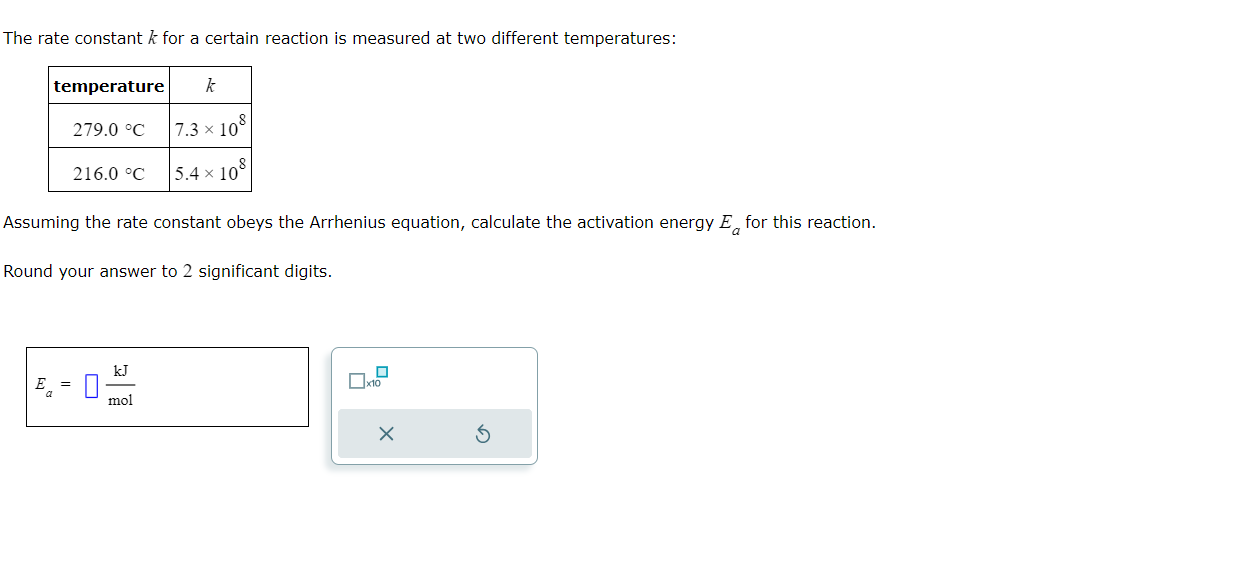 Solved The rate constant \\( k \\) for a certain reaction is | Chegg.com