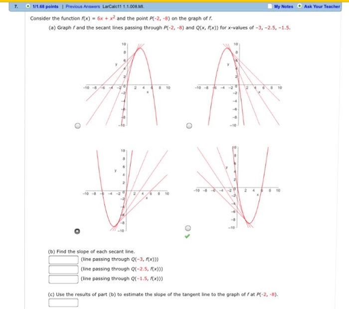 Solved 7. 1/1.68 points | Previous Answers LarCalc11 | Chegg.com