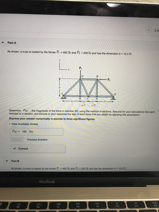 Solved K) 2 of Part A Asshown, a truss is loaded by the | Chegg.com