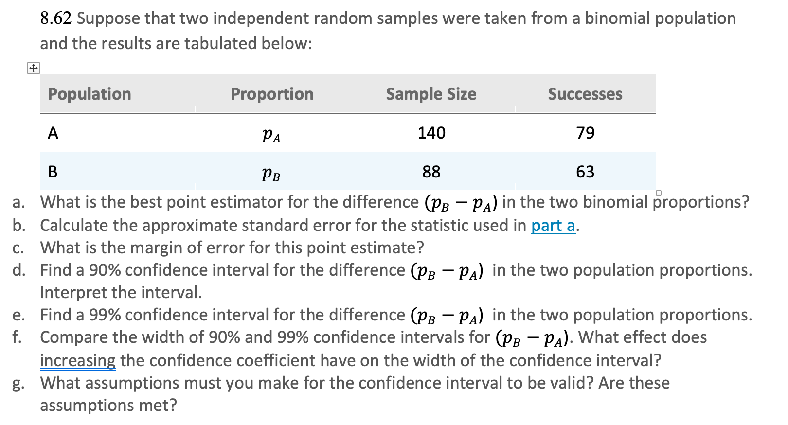 Solved 8.62 Suppose That Two Independent Random Samples Were | Chegg.com