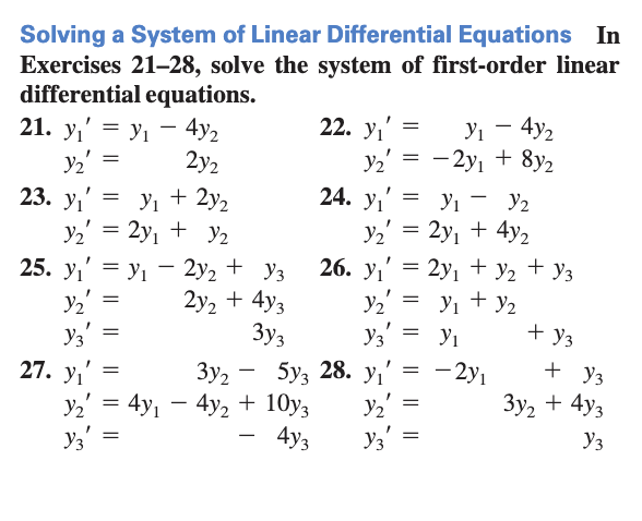 Solved Solving a System of Linear Differential Equations In | Chegg.com