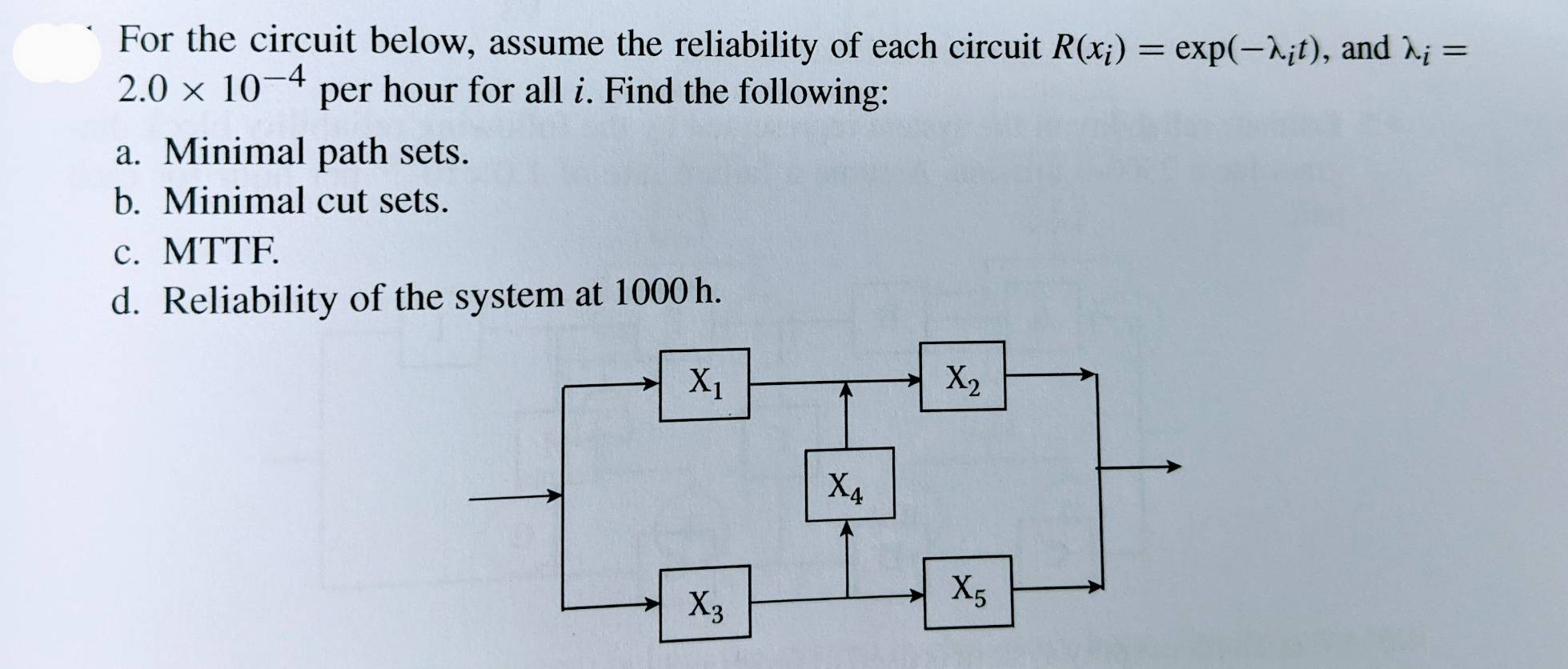 Solved For the circuit below, assume the reliability of each | Chegg.com