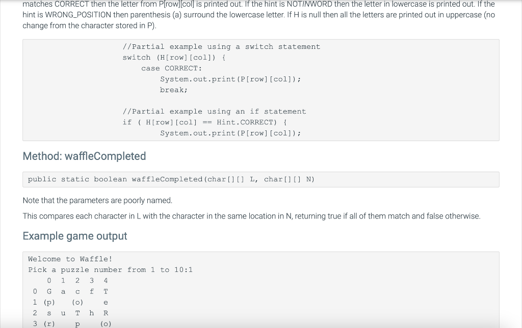 Solved This program is inspired by Waffle. Play Waffle to | Chegg.com
