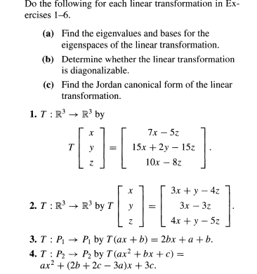 Solved Do The Following For Each Linear Transformation In | Chegg.com