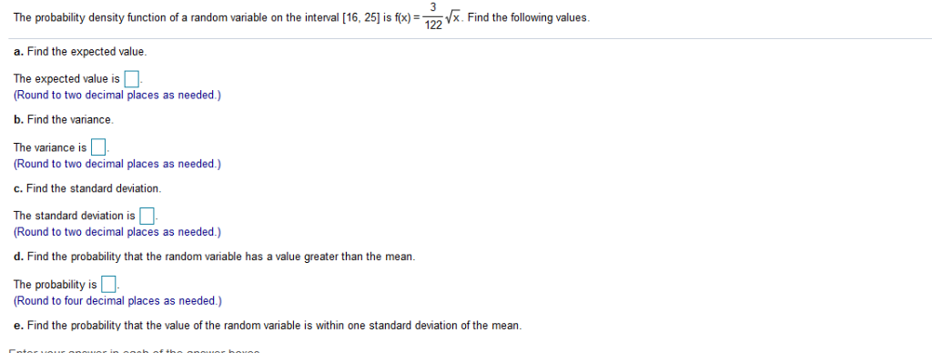 Solved The probability density function of a random variable | Chegg.com