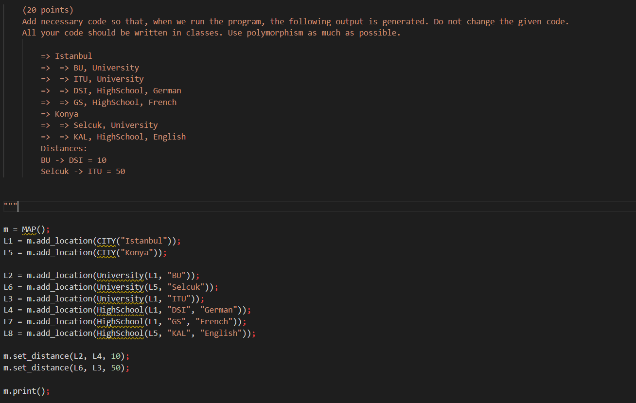 Solved (20 points) Add necessary code so that, when we run | Chegg.com