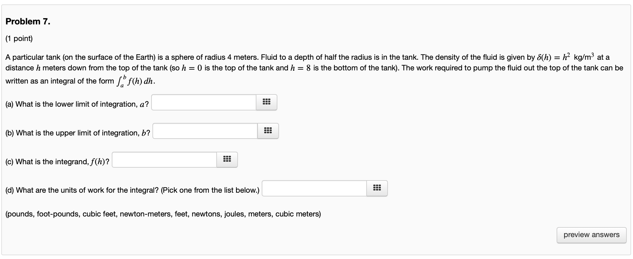 Solved Problem 7. 1 point A particular tank on the Chegg