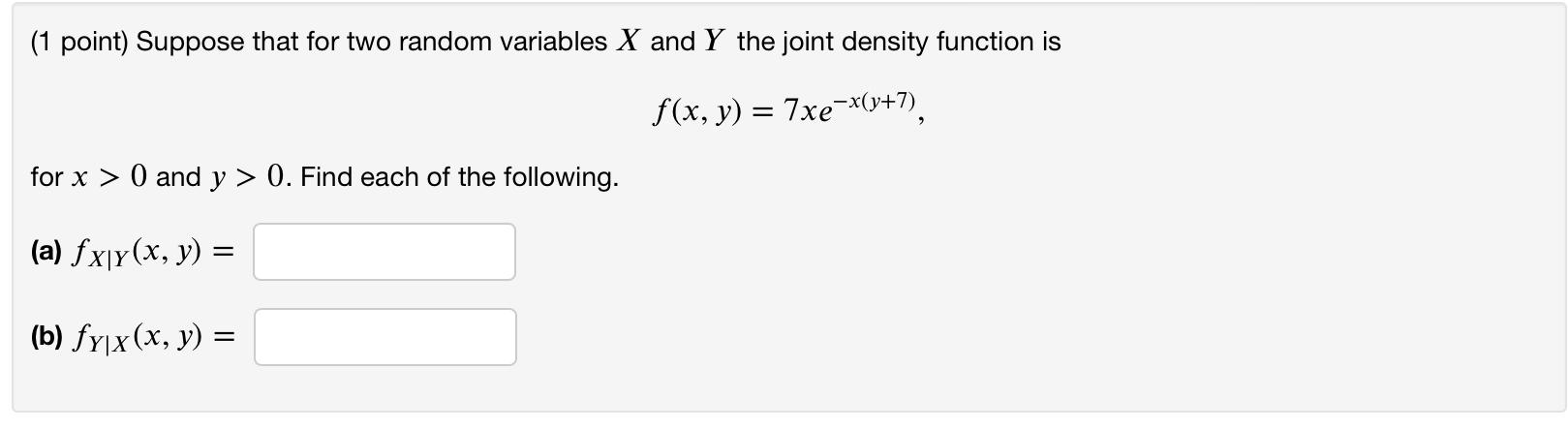 Solved (1 point) Suppose that for two random variables X and | Chegg.com