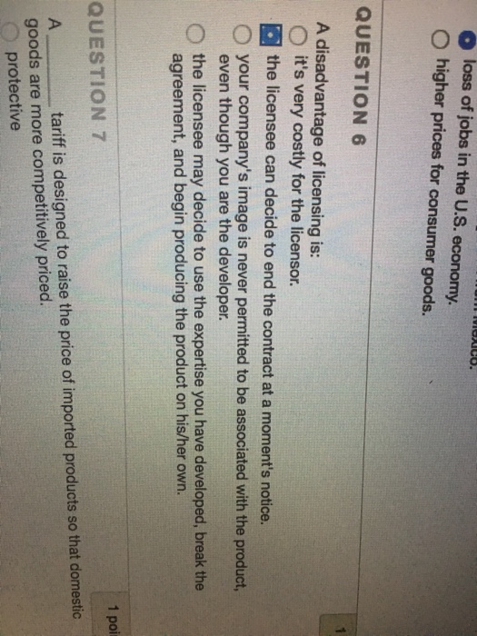 Solved A disadvantage of licensing is: it's very costly for | Chegg.com