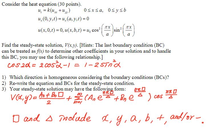 Solved Consider The Heat Equation 30 Points U Klux Chegg Com