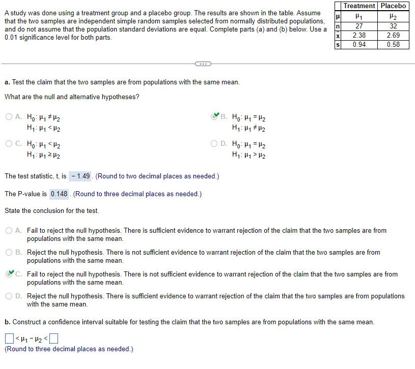 Solved B. ﻿Construct A Confidence Interval Suitable For | Chegg.com