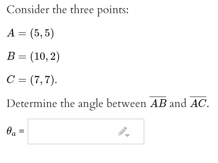 Solved Consider The Three Points: A = (5,5) B= (10,2) C = | Chegg.com