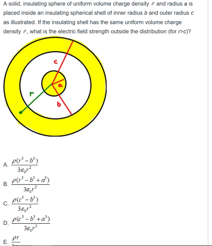 solved-a-solid-insulating-sphere-of-uniform-volume-charge-chegg