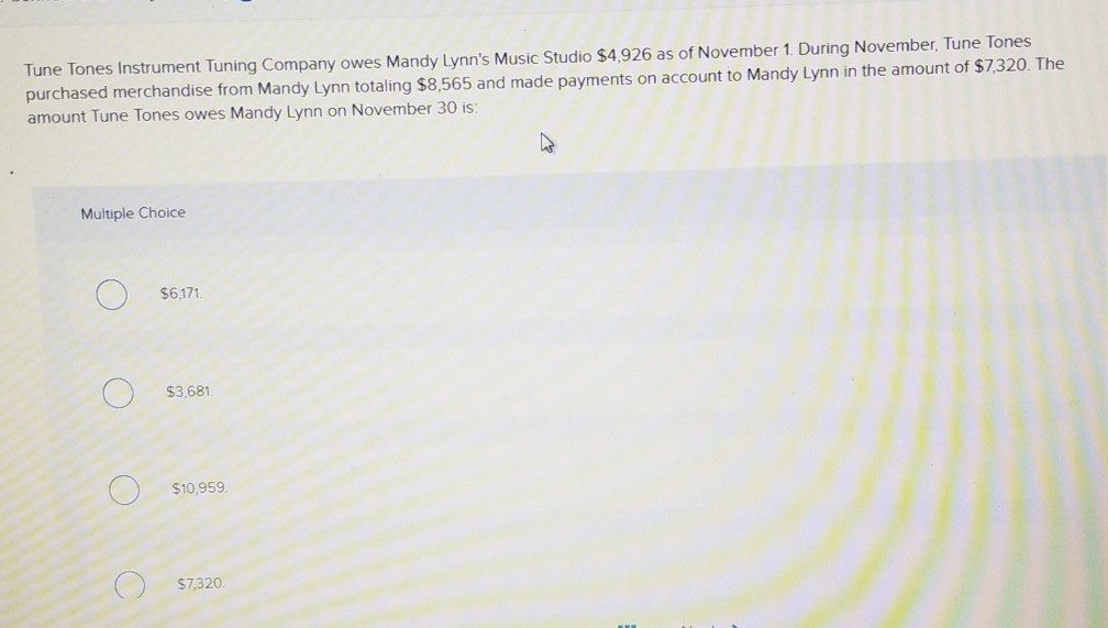 Solved Tune Tones Instrument Tuning Company owes Mandy