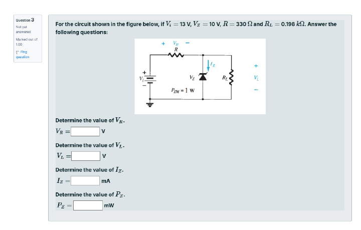 Solved For the circuit shown in ﻿the figure below, | Chegg.com