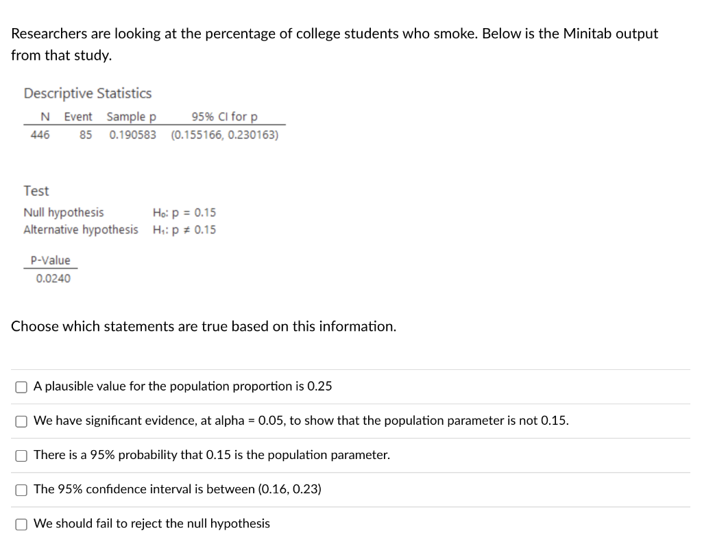 Solved Researchers are looking at the percentage of college | Chegg.com