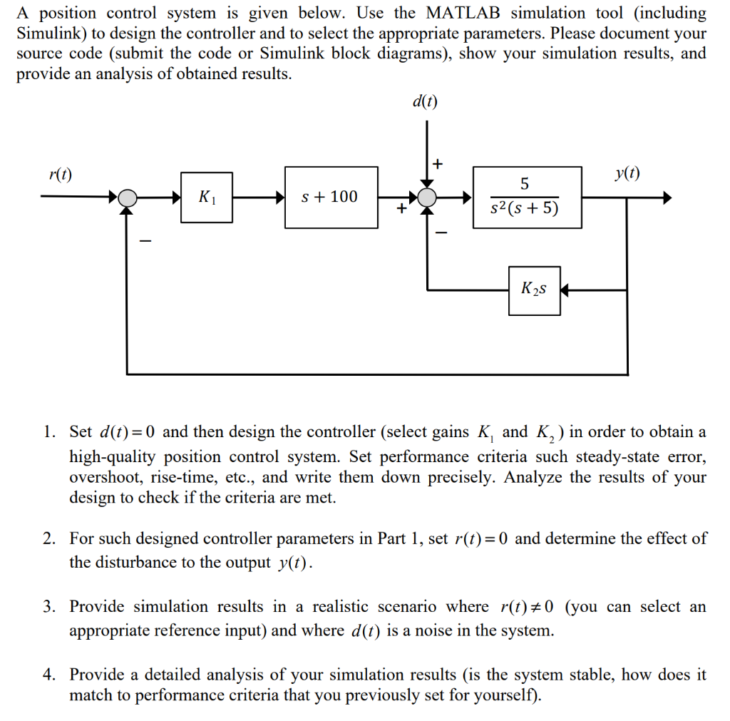 Solved A position control system is given below. Use the | Chegg.com