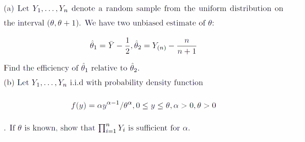 Solved A Let Y1 Yn Denote A Random Sample From The Chegg Com