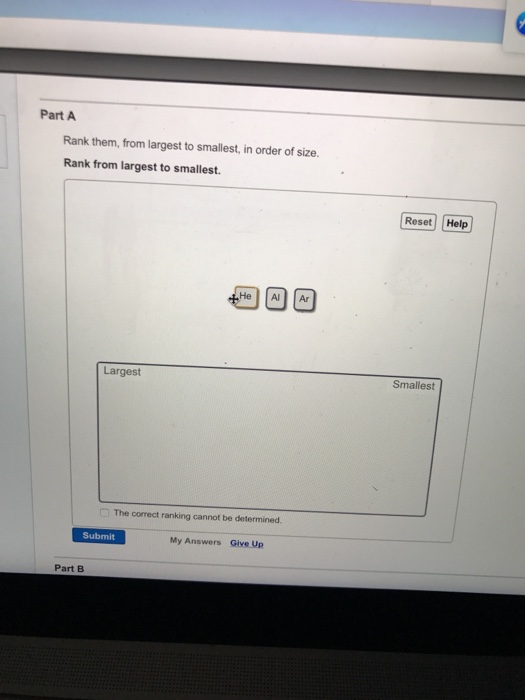 Solved Part A Rank Them, From Largest To Smallest, In Order | Chegg.com