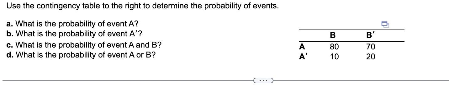 Solved Use The Contingency Table To The Right To Determine | Chegg.com