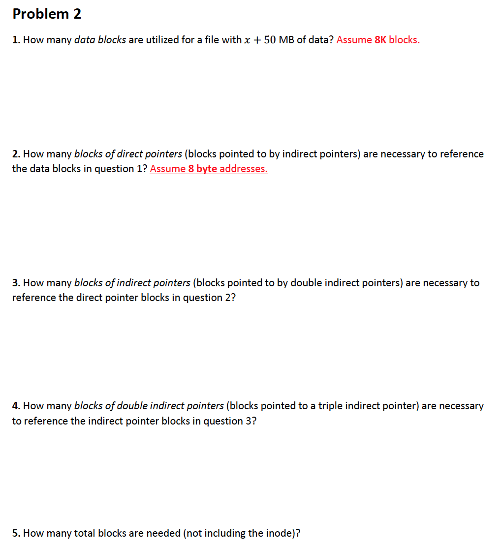 Solved Problem 2 1. How many data blocks are utilized for a | Chegg.com