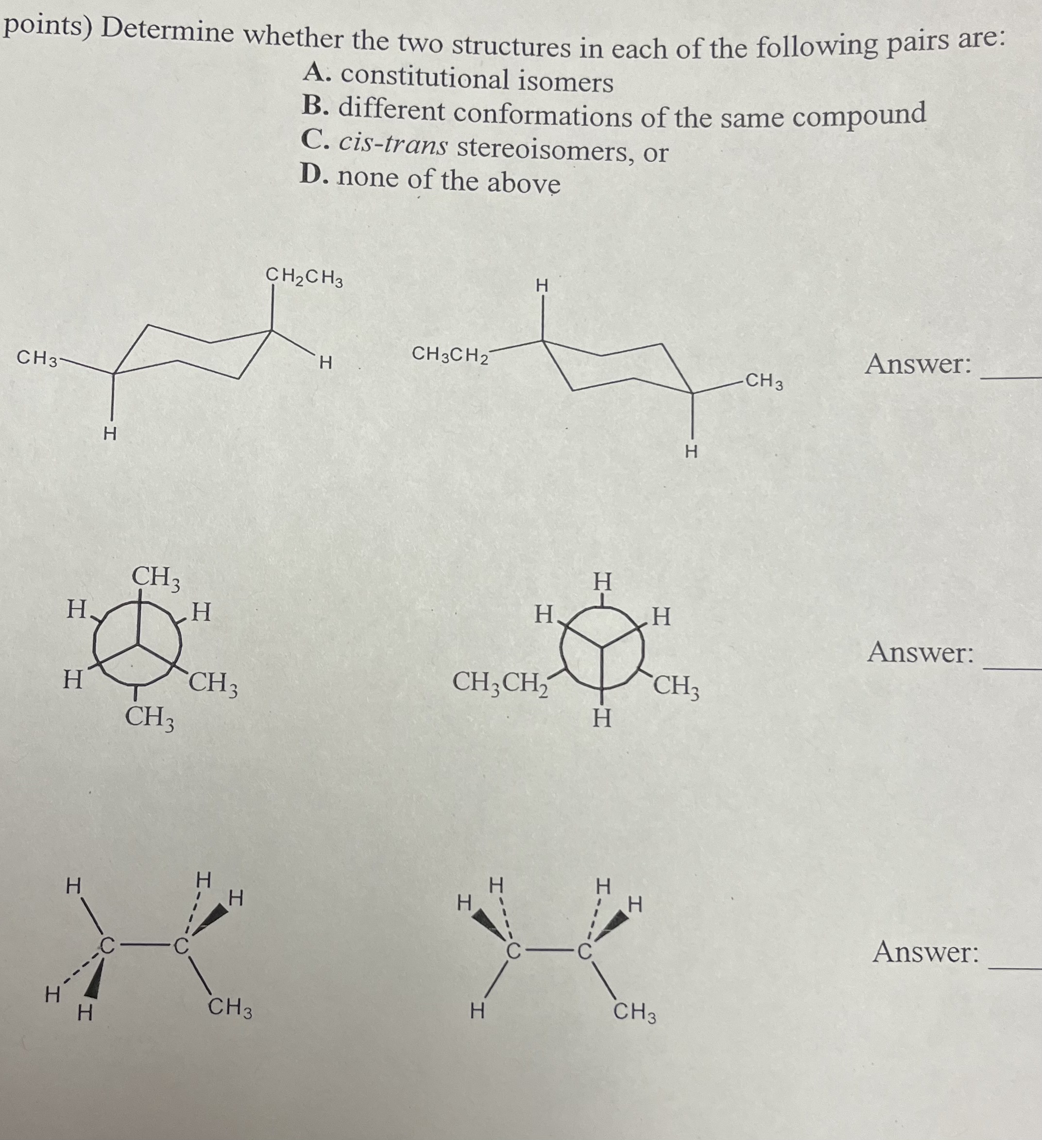 Solved Oints) Determine Whether The Two Structures In Each | Chegg.com