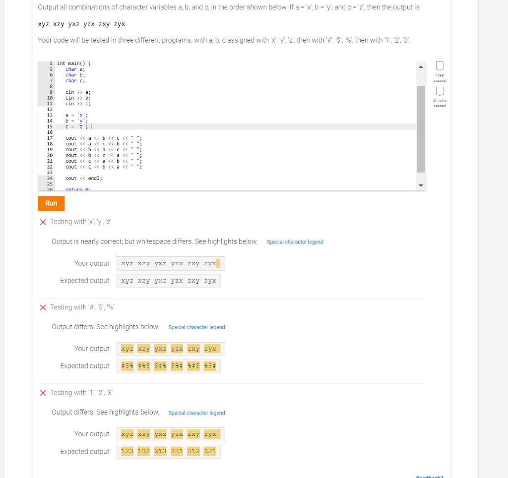 Solved Output All Combinations Of Character Variables A, B, | Chegg.com