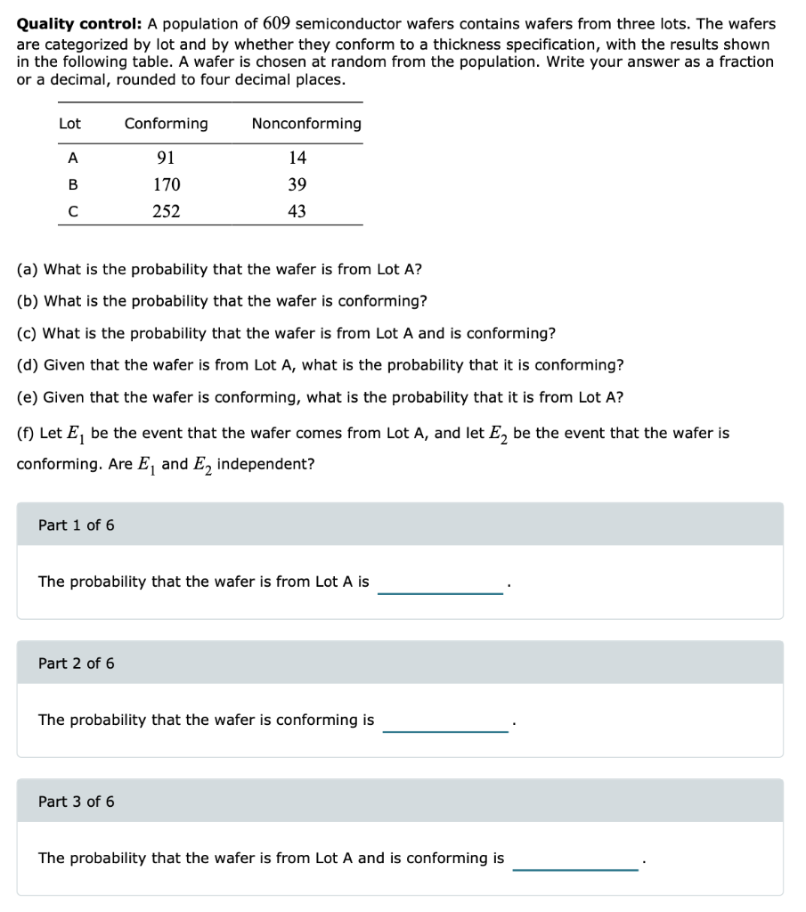Solved Quality control A population of 609 semiconductor