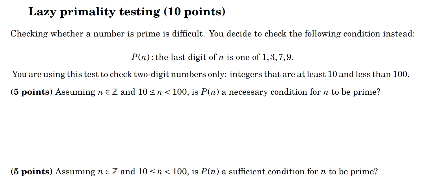 checking whether a number is prime