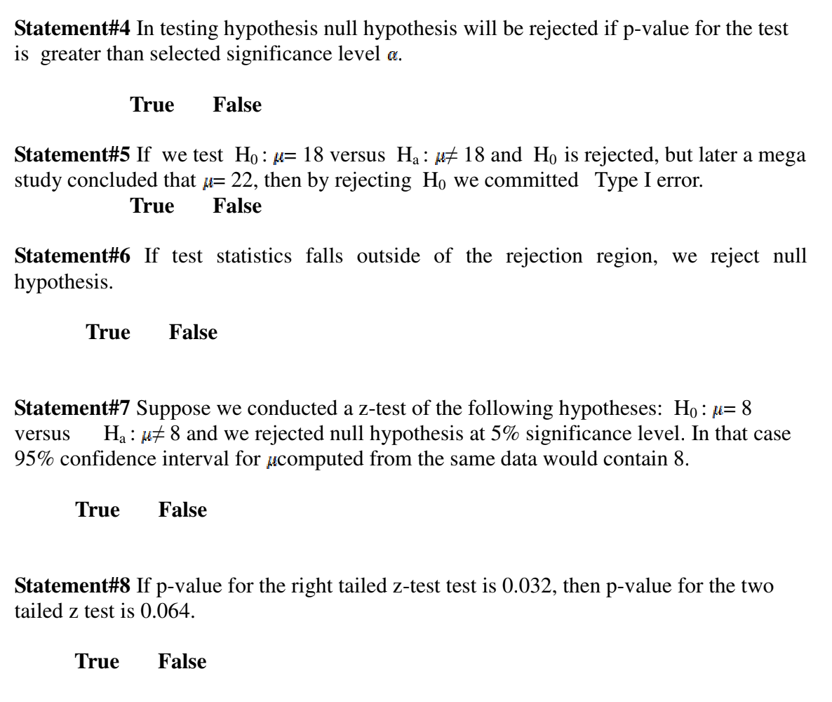 Solved Statement4 In Testing Hypothesis Null Hypothesis