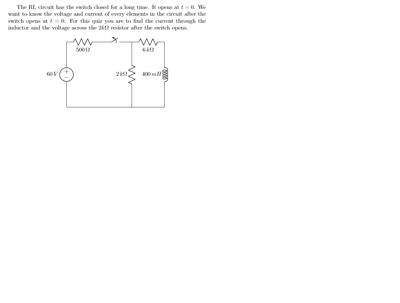 Solved The RL circuit has the switch closed for a long time. | Chegg.com