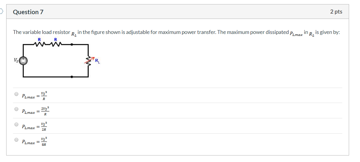 Solved The variable load resistor RL in the figure shown
