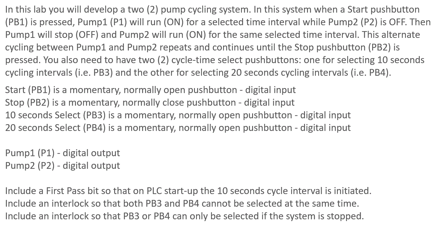 Solved In this lab you will develop a two (2) pump cycling | Chegg.com