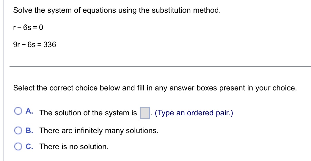 Solved Solve the system of equations using the substitution | Chegg.com